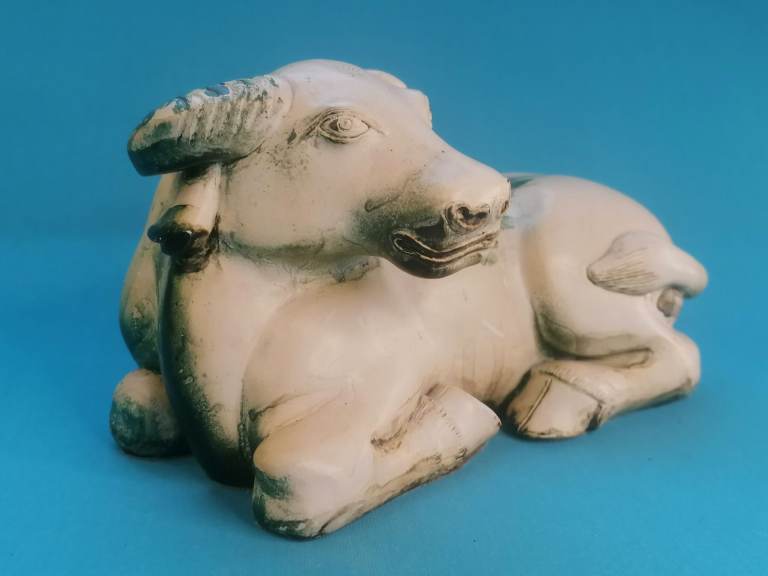 Heavy Vintage Chinese Buffalo. The figure  has been hand cast.. Stone with jade effect.