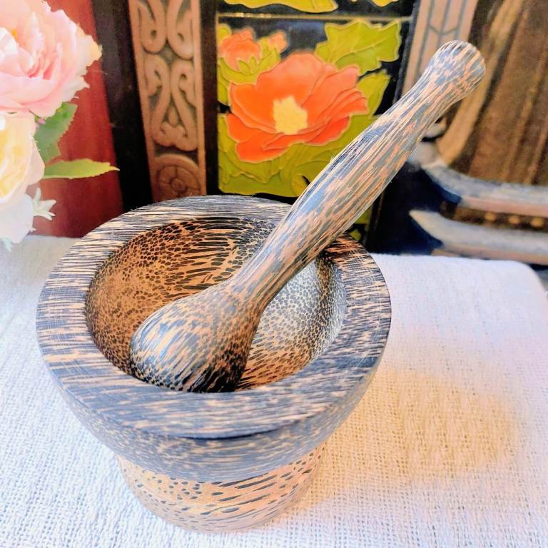 Thailand Palm Wood Pestle And Mortar 