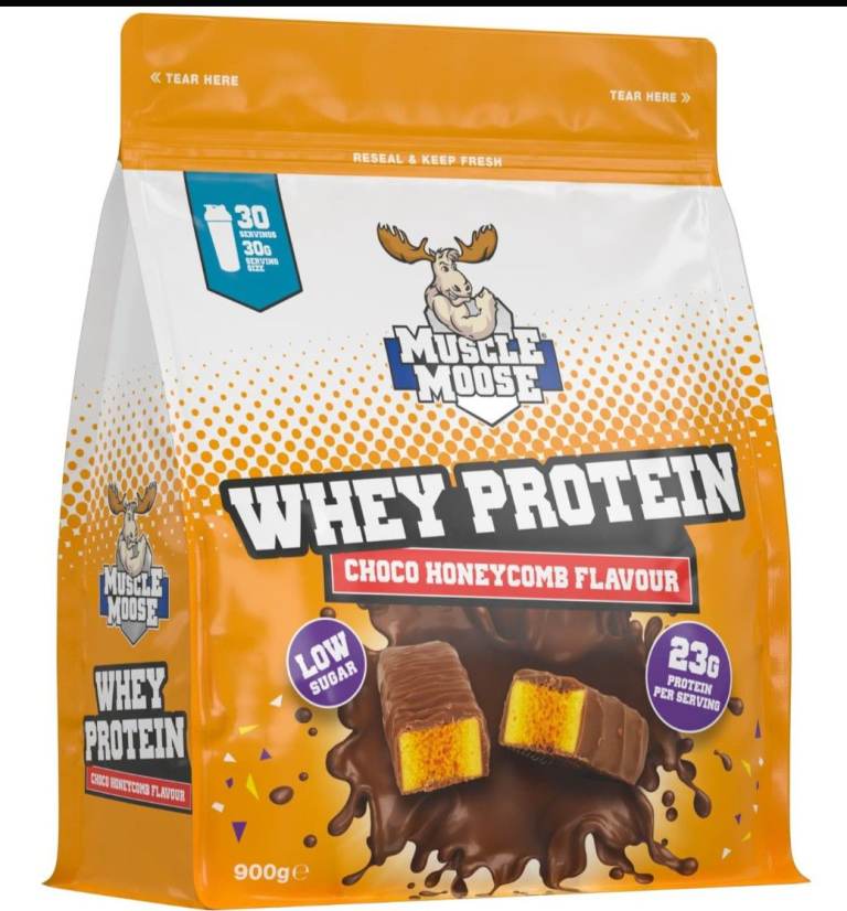 Muscle Moose Whey Protein Choco Honeycomb flavour 900g