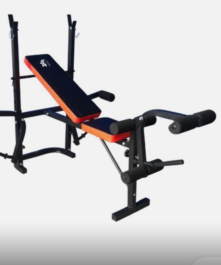 Weight bench and free weights 