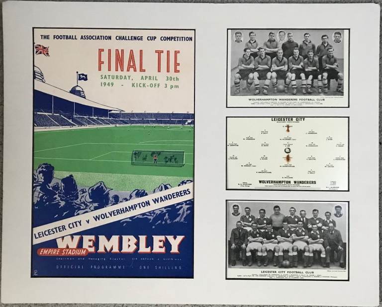 1949 FA Cup Final Leicester v Wolves Photo Display REPLICA Football Programme Team Photos 