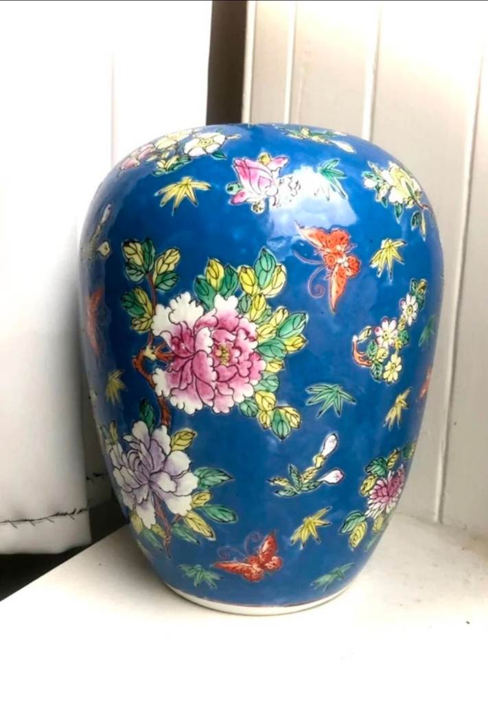 Large Rare Antique Hand Painted Chinese Ginger Jar Vase