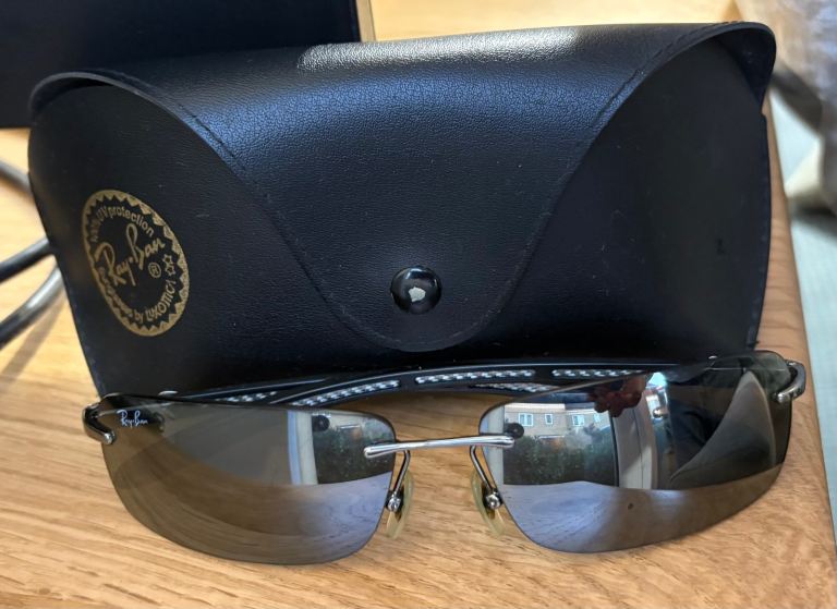 Ray-Ban Rimless Sunglasses Grey Lenses - Genuine - With Case