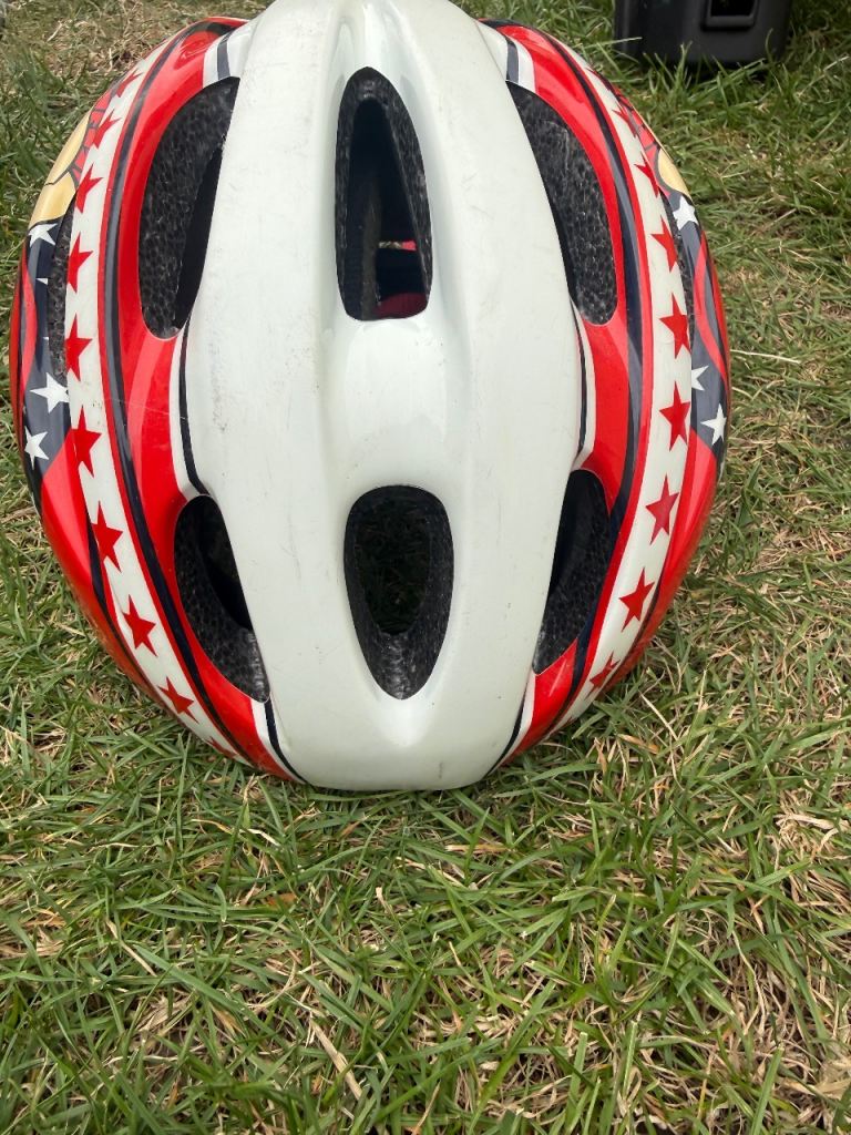 Kids' Bike Helmet with Red & White Star Pattern