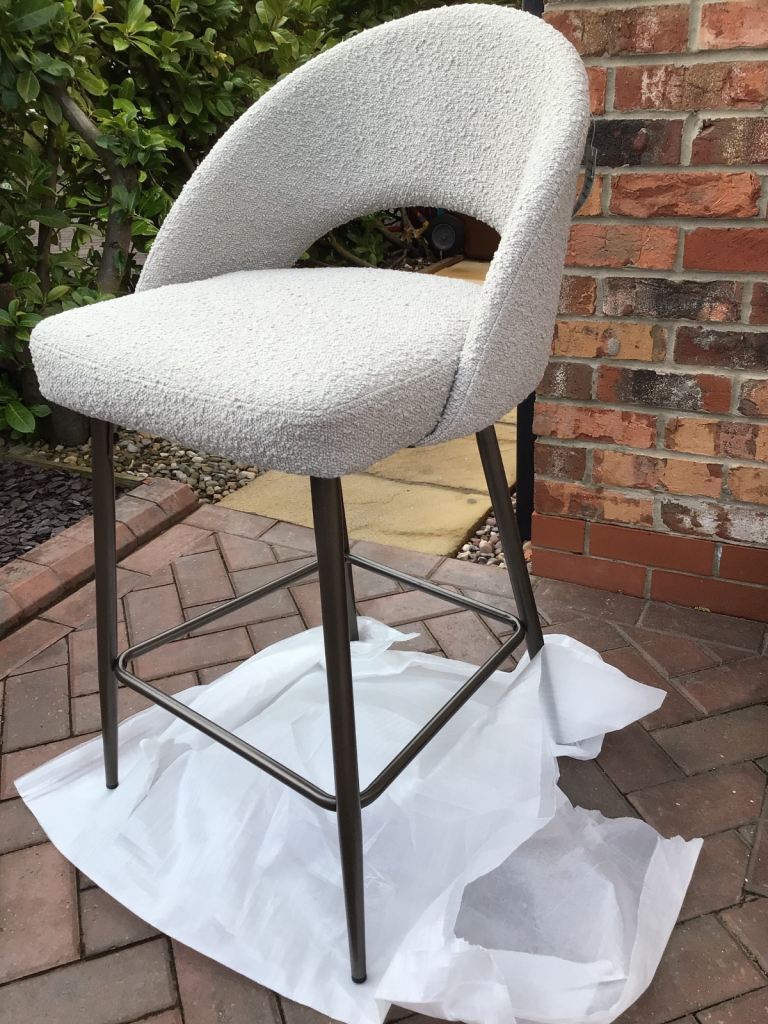 £92 (2) X BRAND NEW DUSK. COM LOLA TAUPE LIGHT GREY TEDDY BOUCLE BAR STOOLS BARSTOOLS