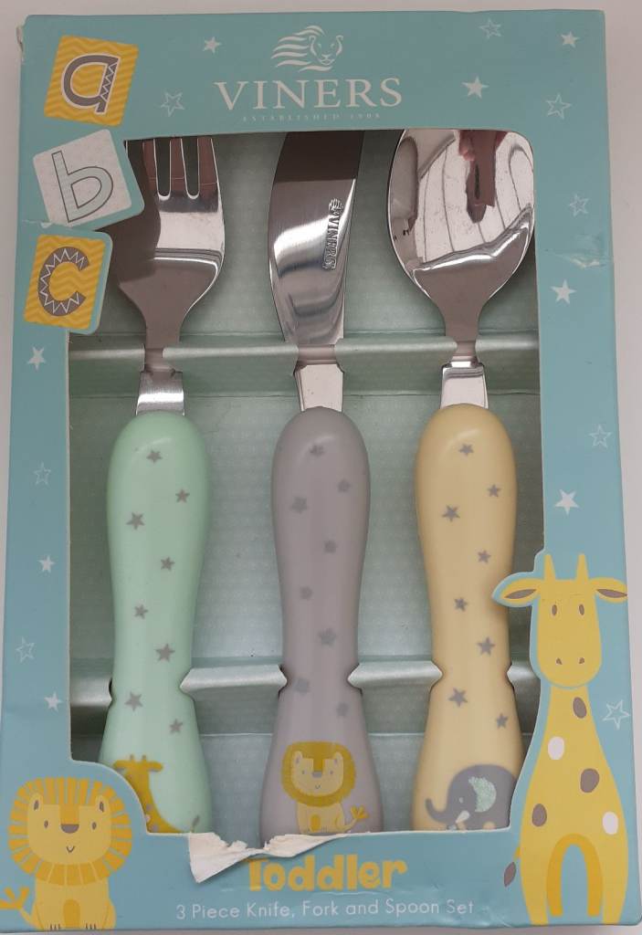 Viners Toddler Knife, Fork and Spoon Set. Jungle Themed.