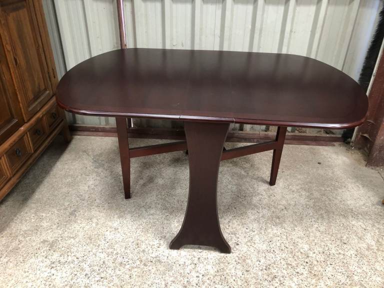 Dark Brown Wooden Drop Leaf Dining Table – Good Condition