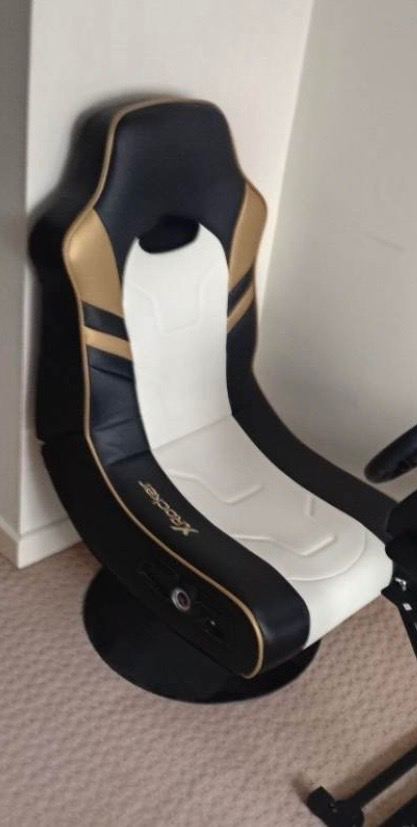 FREE FOR SWAP OR CASH X Rocker Gaming Chair - Black, White & Gold, Good Condition
