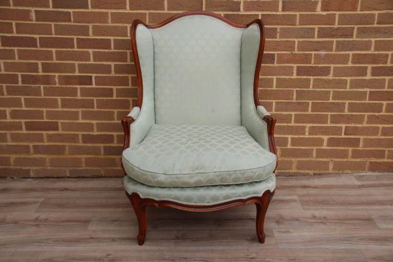Wesley Barrell French Wingback Armchair with Footstool (UK Delivery)