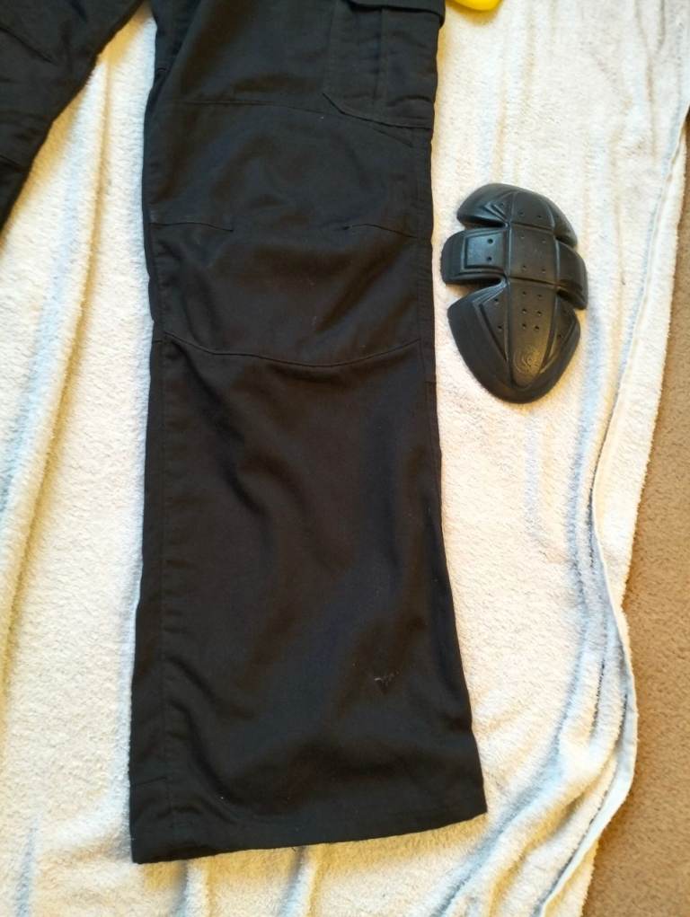 Route One DNM001 Mens Motorcycle Cargo Jeans Armoured Black Kevlar 34" Reg 31" Leg