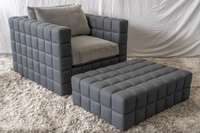 Bespoke Luxury Cube Armchair & Ottoman | RRP £5,250