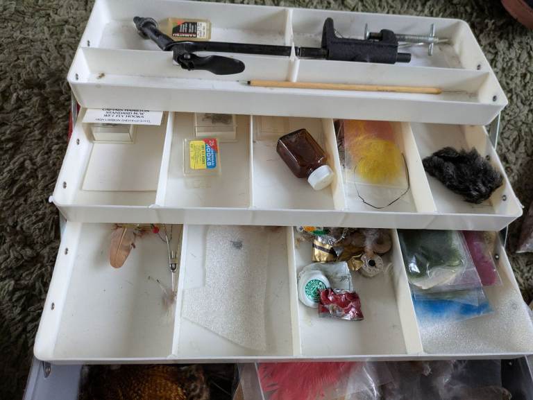 Fly fishing tackle with box 
