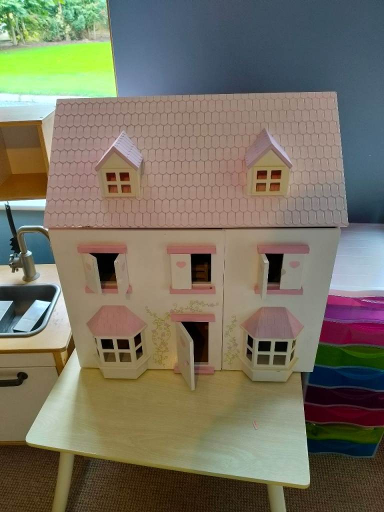 Free Wooden Dolls House with Furniture – Good Condition