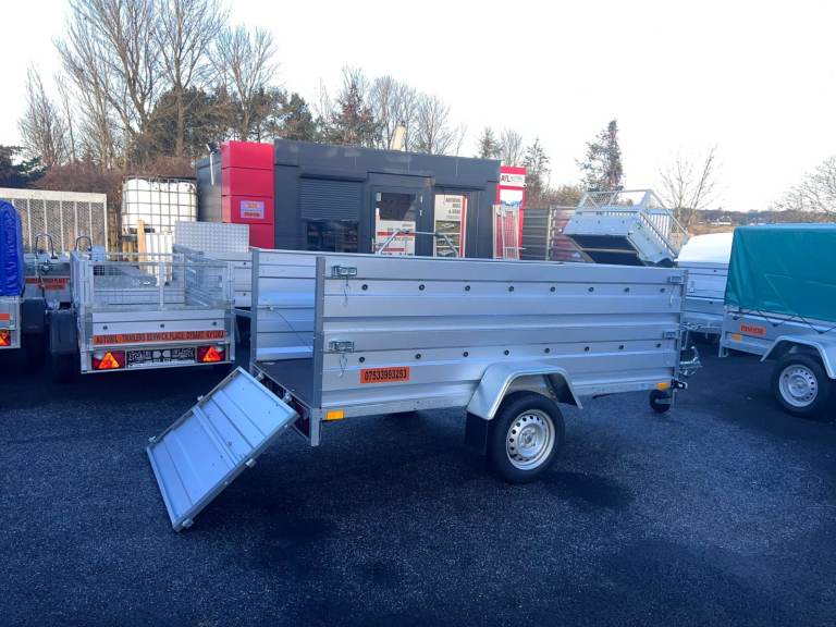BRAND NEW 7,7ft x 4,2ft (B235) SINGLE AXLE/DOUBLE BROADSIDE NIEWIADOW TRAILER 750KG