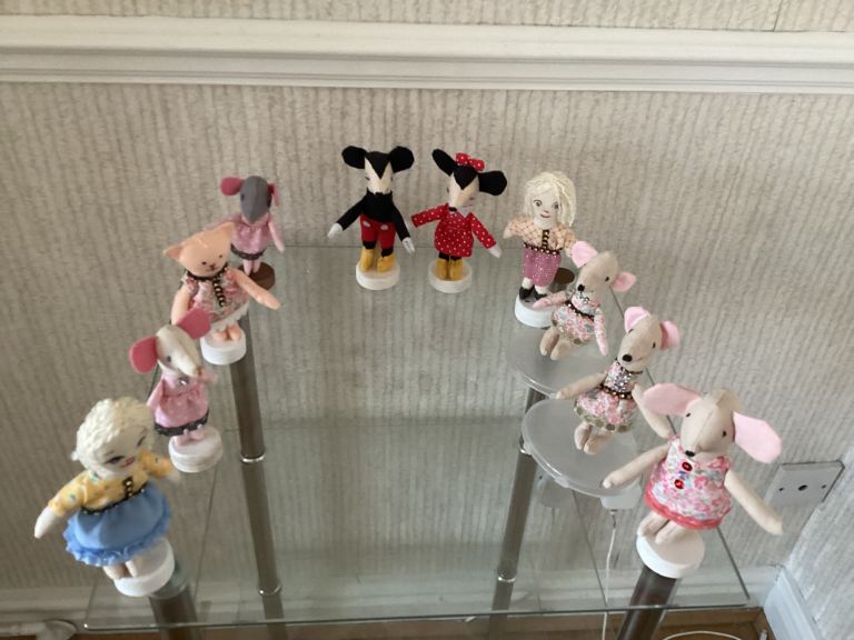 Dolls on stands 5 inches tall homemade