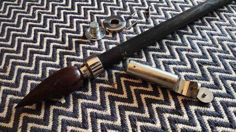 Wooden curtain rail with fixings