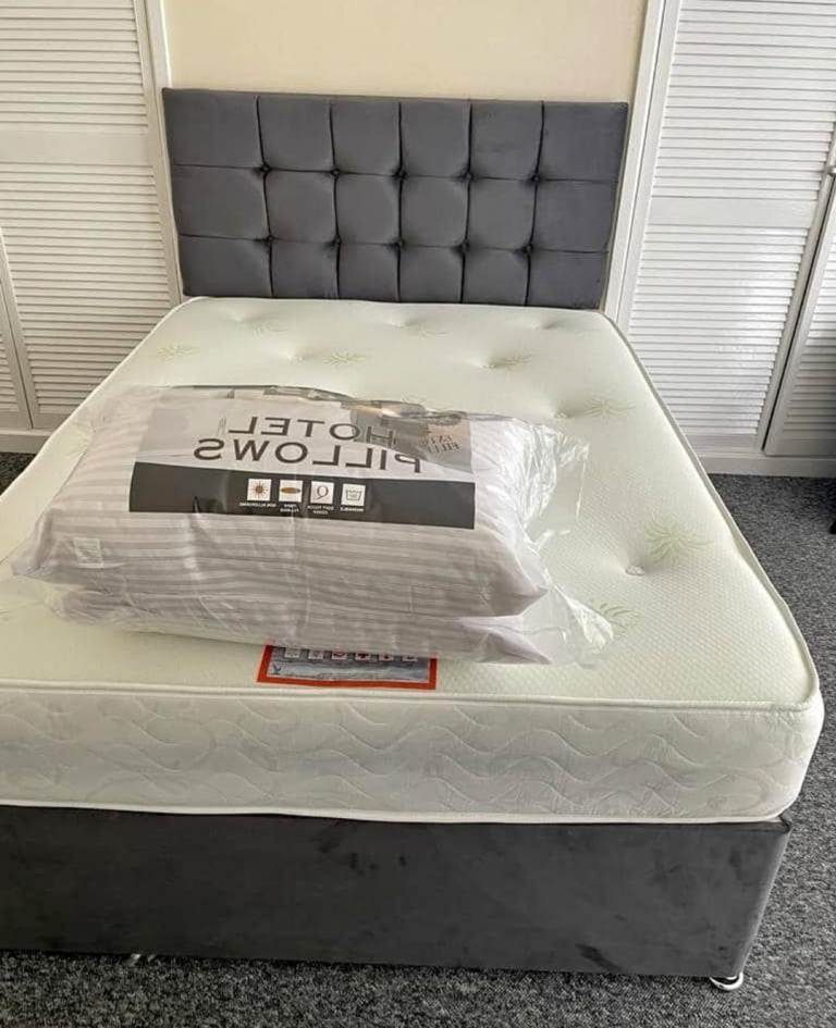 Family Choice = 4ft6 Double Divan bed base with mattress & storage option = Rapid Delivery