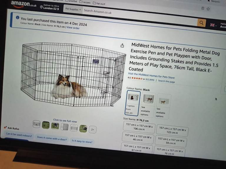 Folding black metal dog pen 