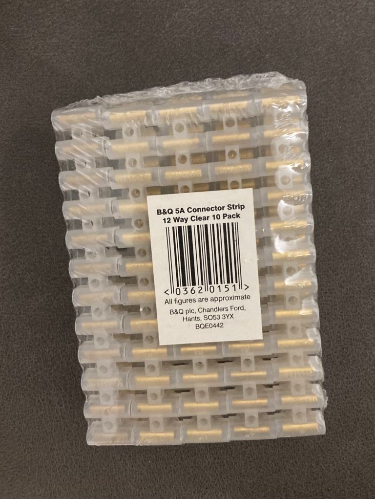 12-way 5A clear plastic earth terminal blocks (pack of 10) – New