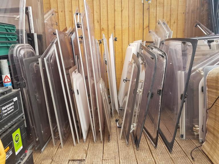 Large selection of caravan windows. Various sizes with various prices.