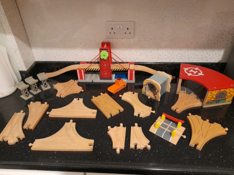 Wooden train track points bridges tunnels suit Brio etc