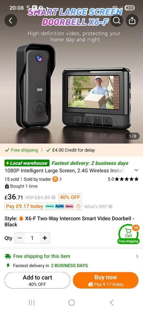 Brand new video doorbell with recording monitor 