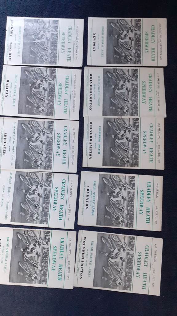 10 x Cradley Heath Speedway Programmes 1968.