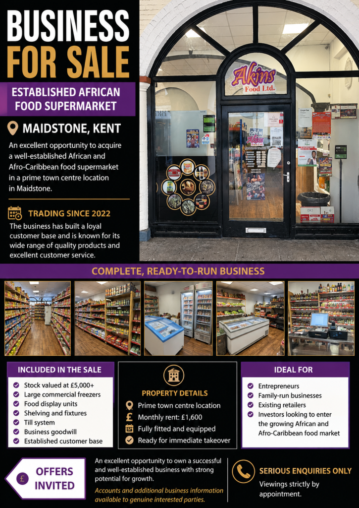 AFRICAN FOOD SUPERMARKET BUSINESS FOR SALE