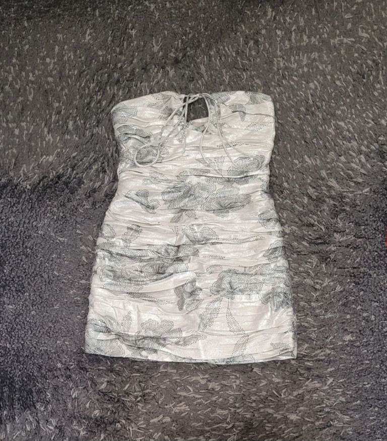 Zara grey shimmering silver grey mini dress size 6 - 8 small