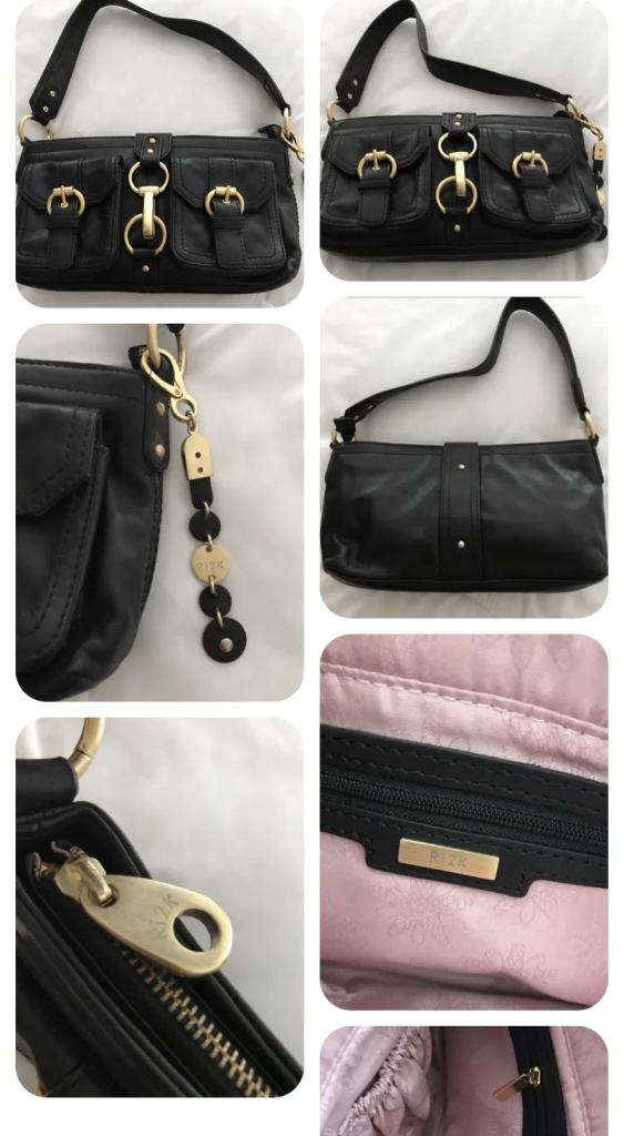 BNWOT DESIGNER Ri2K LONDON JOHN RICHMOND QUALITY BLACK LEATHER BAG