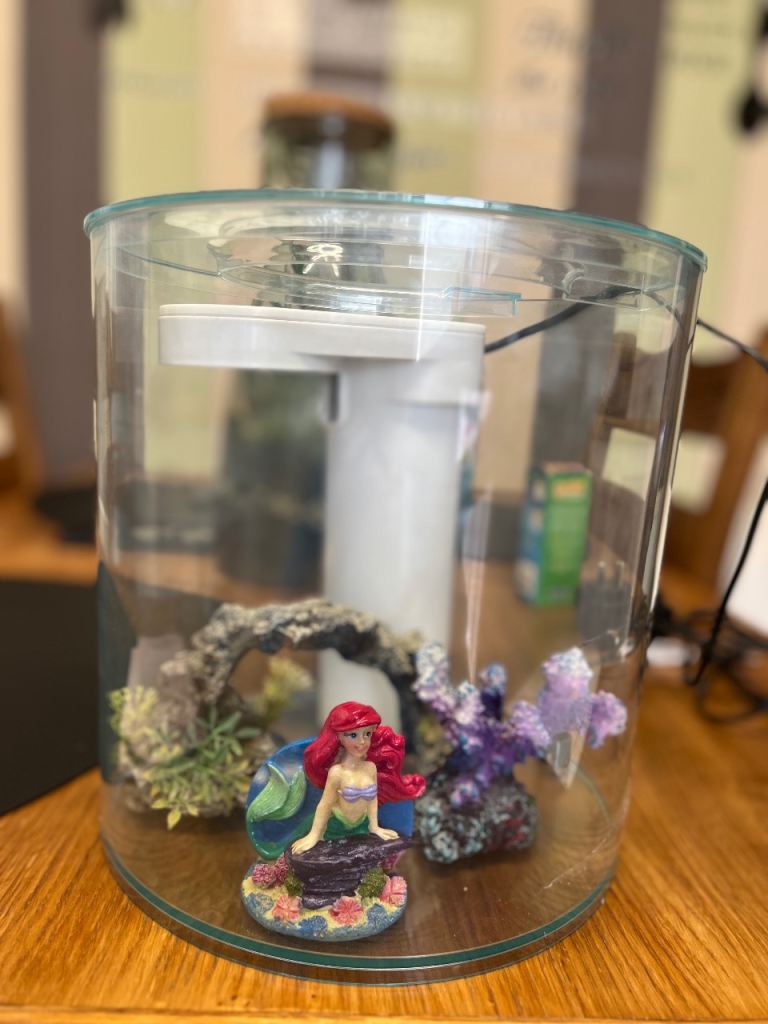 Round Fish Tank with internal filter and accessories 