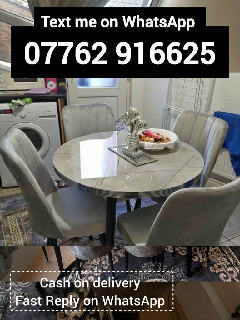 Dining table with chairs.