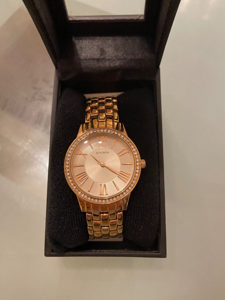 Sekonda Gold Tone Ladies Watch with Crystal Bezel - As Good As New