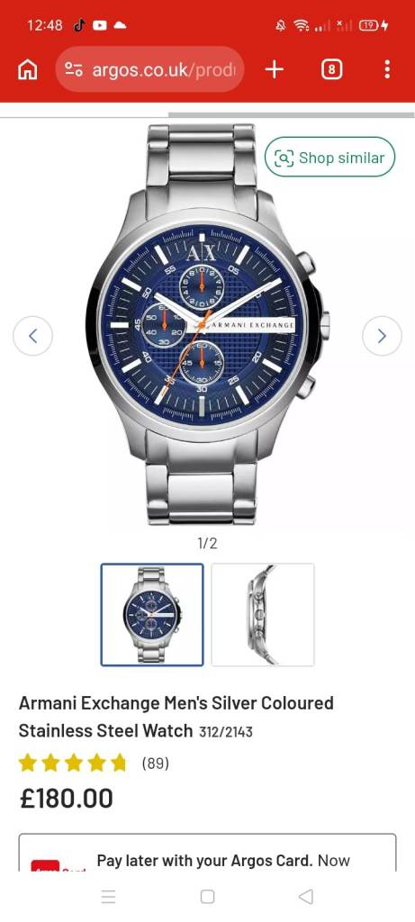 Armani Exchange Men's Silver Stainless Steel Watch - Blue Dial