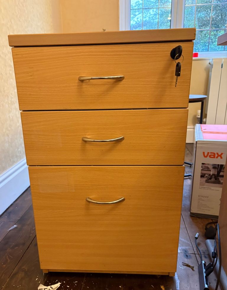 Wooden 3-Drawer pedestal with lock, £35.00 for Sale in Goole, East ...