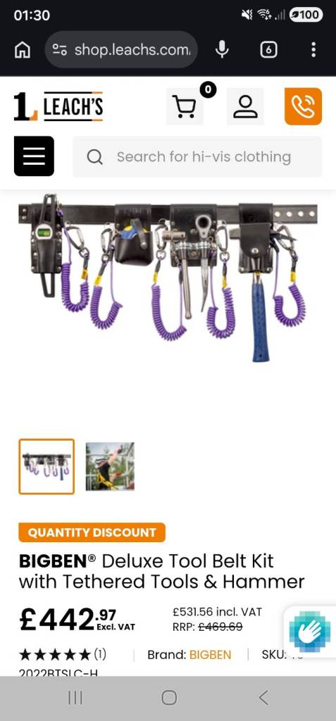 Scaffolders fully tethered belts with tools