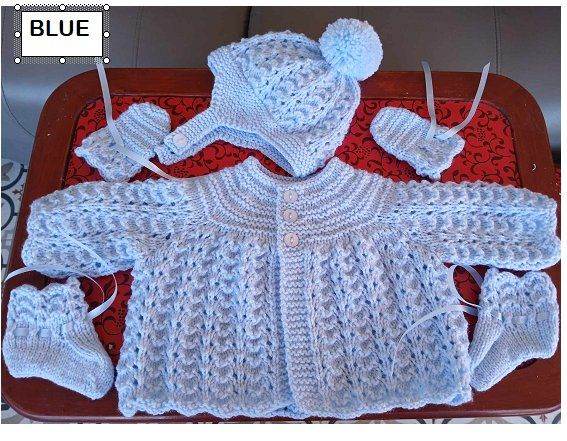 Hand knitted baby matinee sets