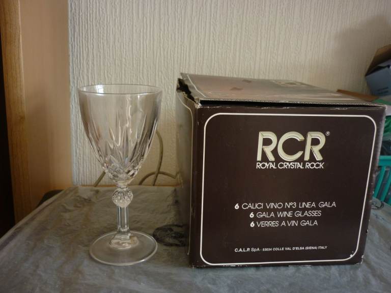 Set of 6 RCR Crystal Wine Glasses