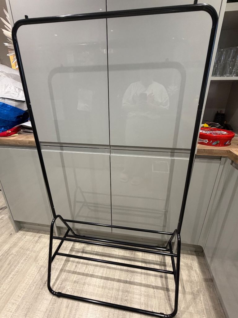 Clothes rail with shoe rack. 