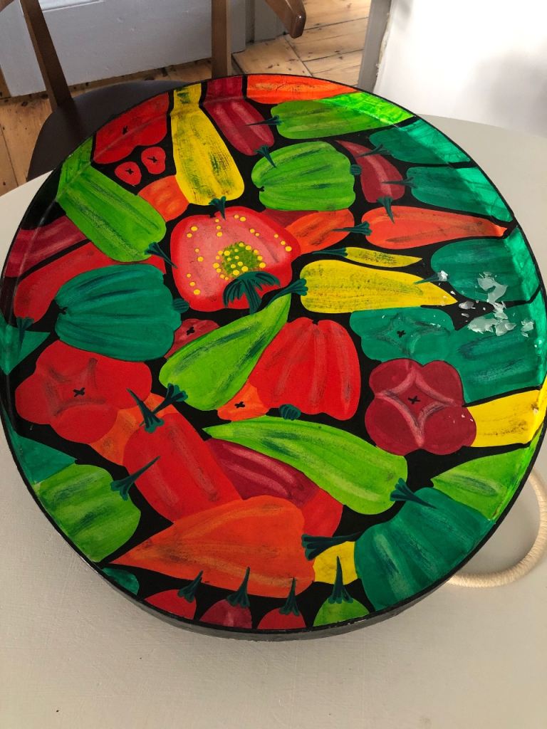 Vibrant Multicoloured Pepper Design Round Tray – Other Material
