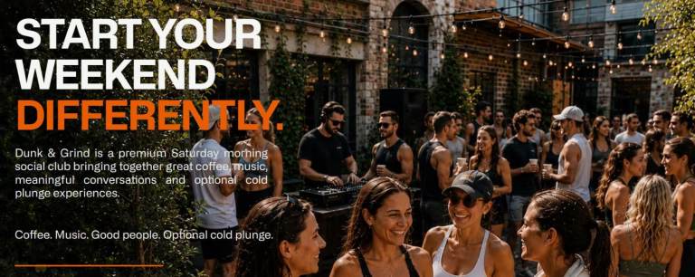 Dunk & Grind Social Club Tickets – Coffee, Music, Cold Plunge