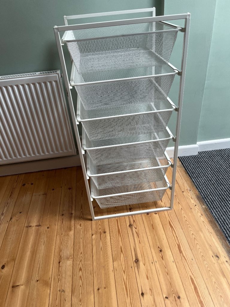 White Metal Mesh Drawer Storage Unit – Good Condition