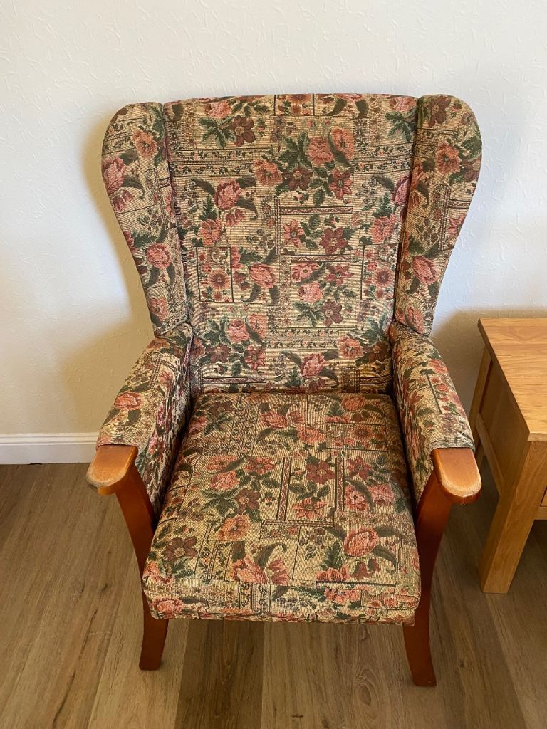 Wing Back Armchair / floral high back chair 