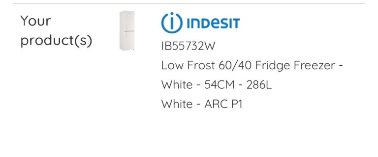 Indesit IB5572W Low Frost Fridge Freezer – White, As New