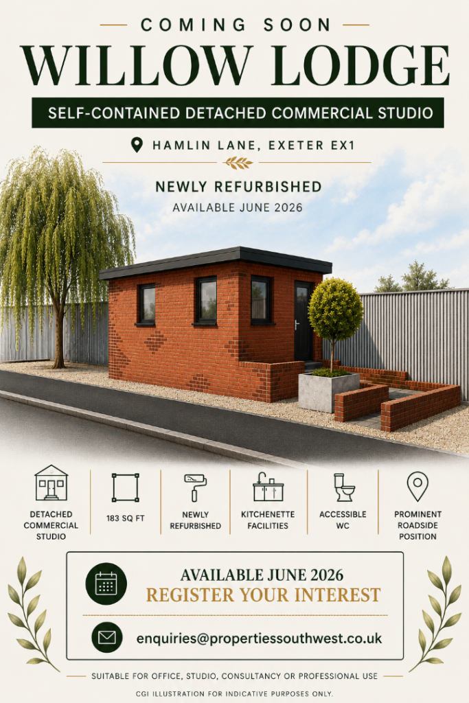 Willow Lodge – Newly Refurbished Commercial Studio / Office To Let – Exeter 