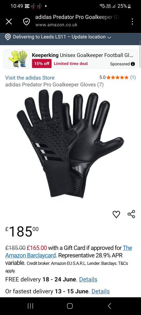 Premiership class addidas predator goal keeper gloves