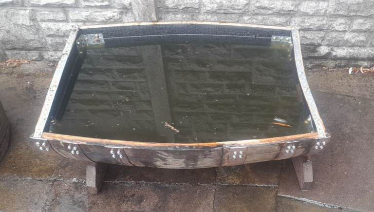 Trough style Oak barrel planters 