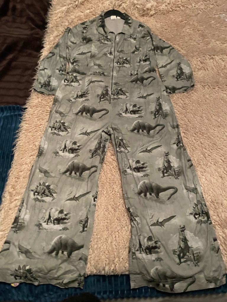 image for Ladies dinosaur boiler suit set, size 20. Natural history museum.