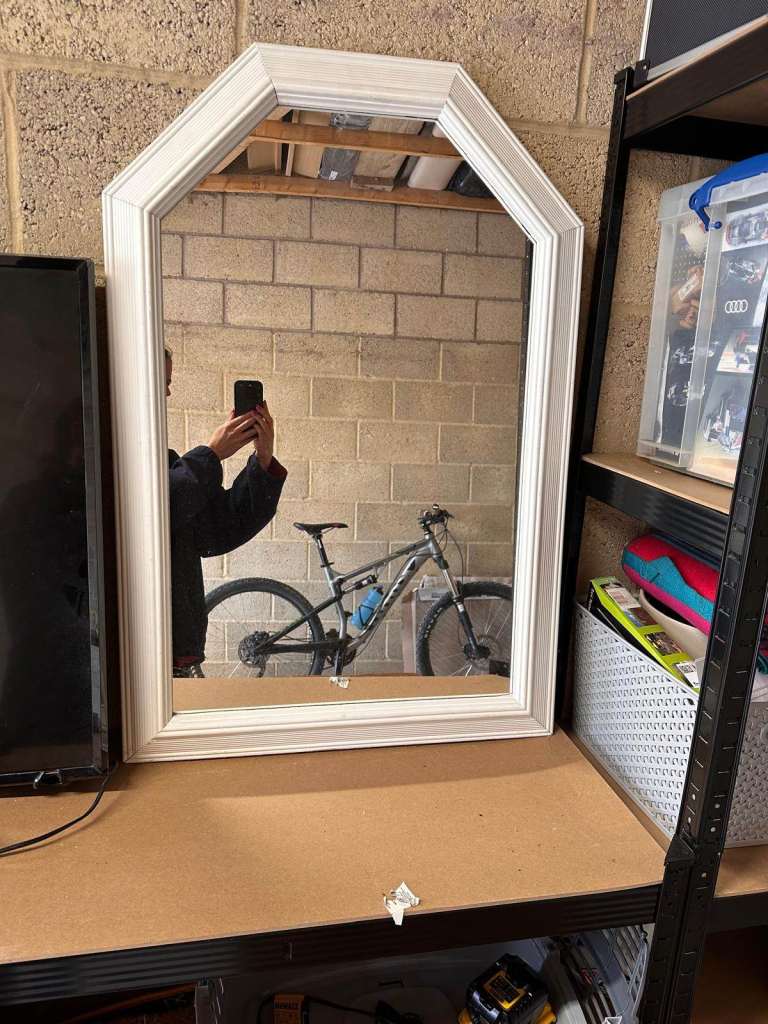 Large white framed mirror 