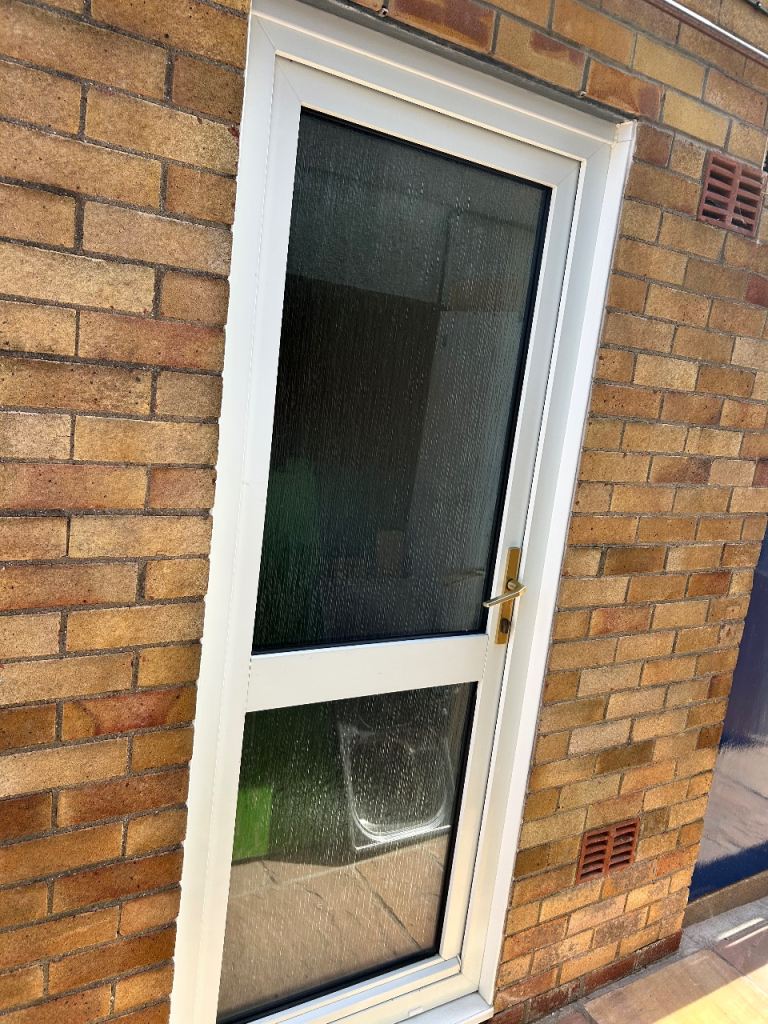 PVC door with frosted glass 